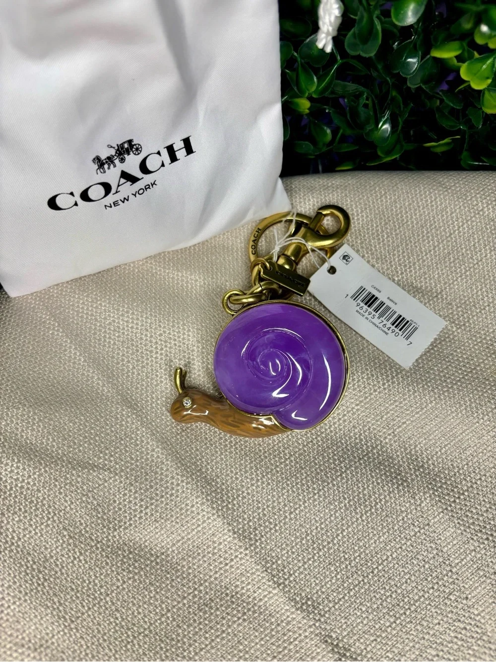 NWT Coach Snail Bag Charm – Purple Multi CAX69 🐌💜